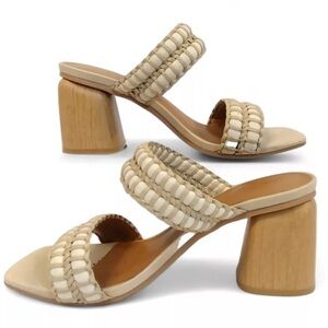Universal Thread Goods Co Womens Cream Ivory Braided Sandal Heel Size 6.5